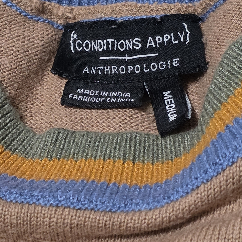 Anthropologie Cashmere Celia Leopard Pullover Tan/Brown Knit Sweater Size Medium - Picture 4 of 12